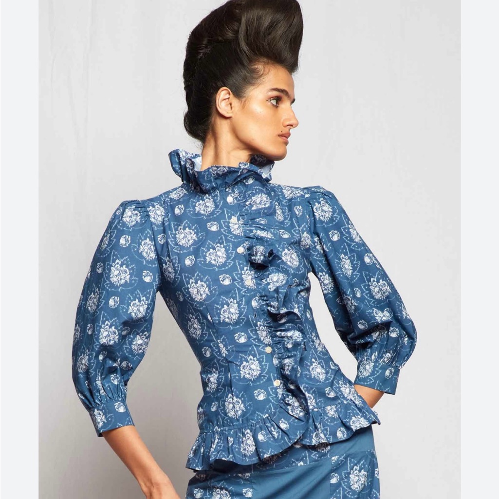 Batsheva Blue Floral Shirt